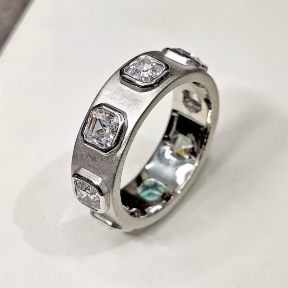 Asscher Cut Moissanite Eternity Band